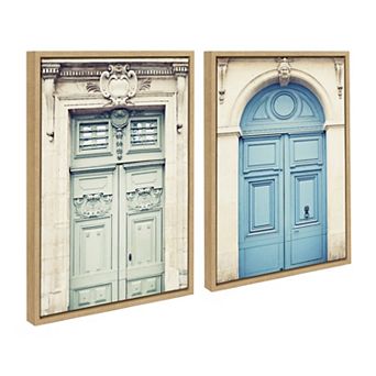 Sylvie Classic Parisian Door and Blue Paris Door Framed Canvas Art Set by Caroline Mint