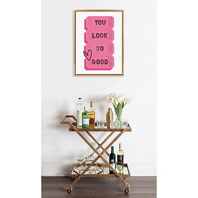 Sylvie You Look So Good Pink Tickets Framed Canvas by Alli Standefer