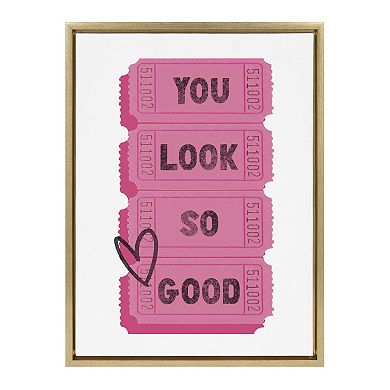 Sylvie You Look So Good Pink Tickets Framed Canvas by Alli Standefer