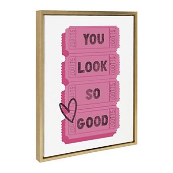 Sylvie You Look So Good Pink Tickets Framed Canvas by Alli Standefer