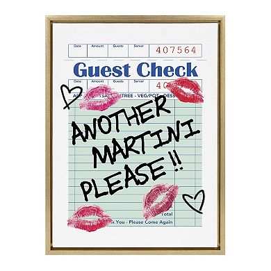 Sylvie Another Martini Guest Check Framed Canvas by Alli Standefer