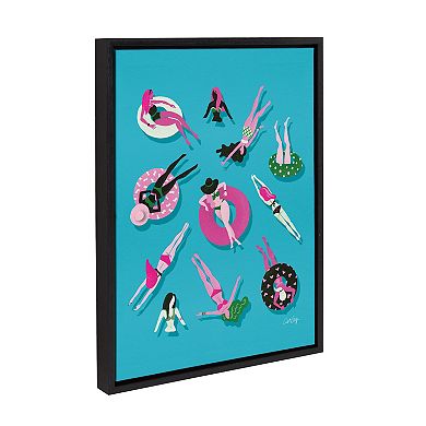 Sylvie Swimming Ladies Magenta and Blue Framed Canvas by Cat Coquillette
