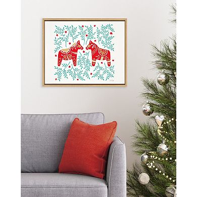 Sylvie Swedish Dala Horses Framed Canvas by Cat Coquillette