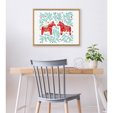 Sylvie Swedish Dala Horses Framed Canvas by Cat Coquillette