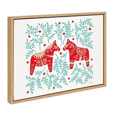Sylvie Swedish Dala Horses Framed Canvas by Cat Coquillette