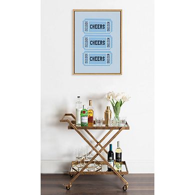 Sylvie Cheers Blue Ticket Framed Canvas by Alli Standefer