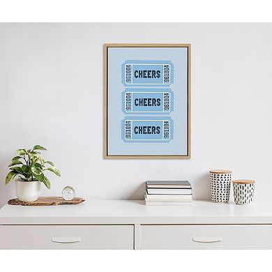 Sylvie Cheers Blue Ticket Framed Canvas by Alli Standefer