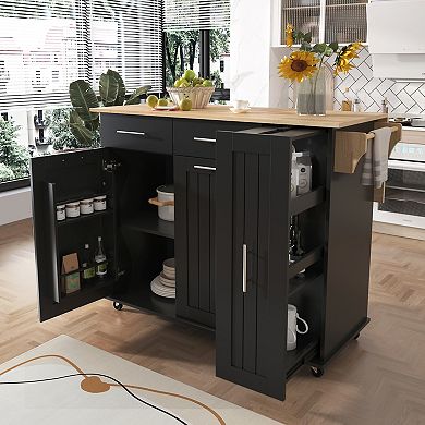 Merax Kitchen Island with Drop Leaf