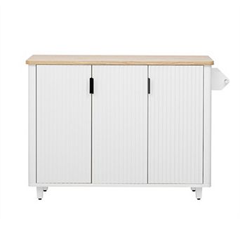 Merax 51" Fluted Kitchen Island with Drop Leaf