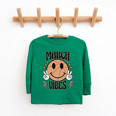 March Vibes Basketball Toddler Long Sleeve Graphic Tee