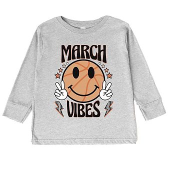 March Vibes Basketball Toddler Long Sleeve Graphic Tee