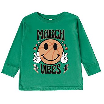 March Vibes Basketball Toddler Long Sleeve Graphic Tee