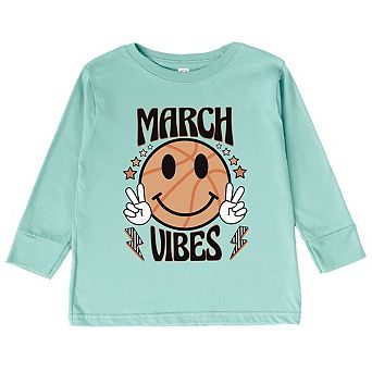 March Vibes Basketball Toddler Long Sleeve Graphic Tee