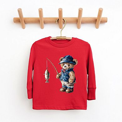 Teddy Bear Fisherman Toddler Long Sleeve Graphic Tee