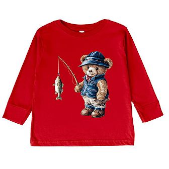 Teddy Bear Fisherman Toddler Long Sleeve Graphic Tee