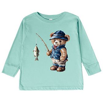 Teddy Bear Fisherman Toddler Long Sleeve Graphic Tee