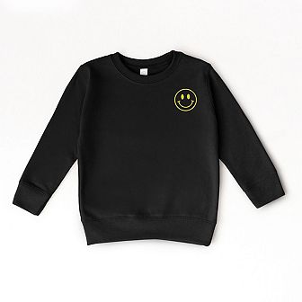 The Juniper Shop Embroidered Smiley Face Outline Toddler Sweatshirt