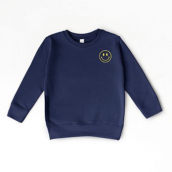 The Juniper Shop Embroidered Smiley Face Outline Toddler Sweatshirt