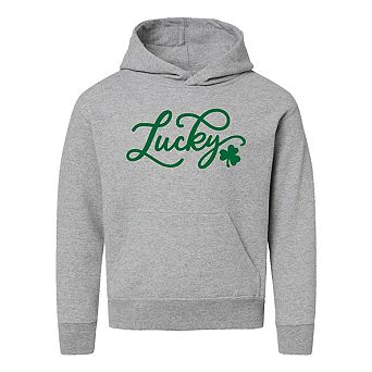 Cursive Lucky Clover Youth Graphic Hoodie