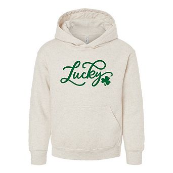 Cursive Lucky Clover Youth Graphic Hoodie