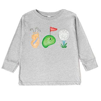 Golf Icons Watercolor Toddler Long Sleeve Graphic Tee