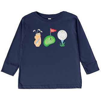 Golf Icons Watercolor Toddler Long Sleeve Graphic Tee