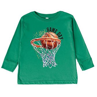 Basketball Game Day Hoop Toddler Long Sleeve Graphic Tee
