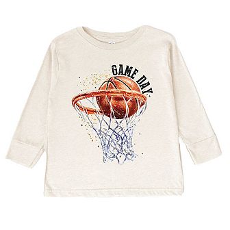 Basketball Game Day Hoop Toddler Long Sleeve Graphic Tee