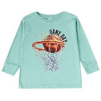 Basketball Game Day Hoop Toddler Long Sleeve Graphic Tee