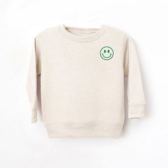 The Juniper Shop Embroidered Smiley Face Outline Toddler Sweatshirt