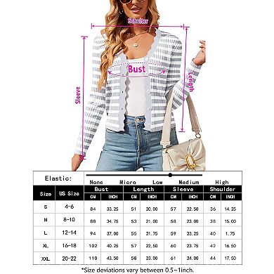 Womens 3/4 Sleeve Cropped Cardigan Knit Shrugs Tops V Neck Button Down Cardigans Sweaters