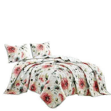Marcielo 3 Piece Floral Printed Quilt Set Lightweight Bedspread Set