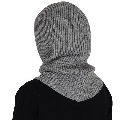 Women's Solid Hooded Scarf Hat Winter Balaclava Knit Skull Cap