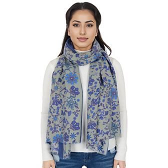 Women's Floral Print Scarf Soft Cashmere Feel Shawl Wrap Winter Scarves for Women