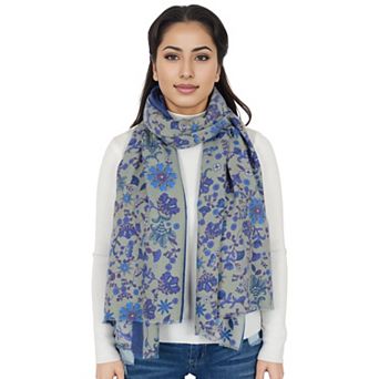 Women's Floral Print Scarf Soft Cashmere Feel Shawl Wrap Winter Scarves for Women