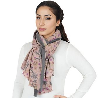 Women's Floral Print Scarf Soft Cashmere Feel Shawl Wrap Winter Scarves for Women