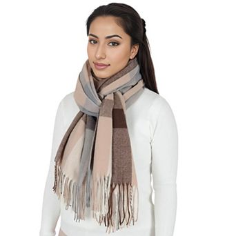 Women's Classic Plaid Winter Scarf Soft Cashmere Feel Wrap Shawl Check Tassel Scarves for Women