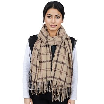 Women's Classic Plaid Winter Scarf Soft Cashmere Feel Wrap Shawl Check Tassel Scarves for Women