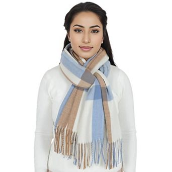 Women's Classic Plaid Winter Scarf Soft Cashmere Feel Wrap Shawl Check Tassel Scarves for Women