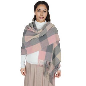 Women's Classic Plaid Winter Scarf Soft Cashmere Feel Wrap Shawl Check Tassel Scarves for Women