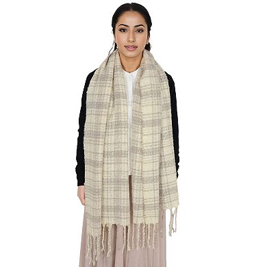 Women's Plaid Winter Scarf Fringed Soft Warm Wrap Shawl Scarf for Women