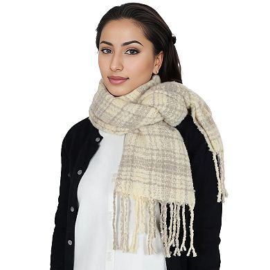 Women's Plaid Winter Scarf Fringed Soft Warm Wrap Shawl Scarf for Women