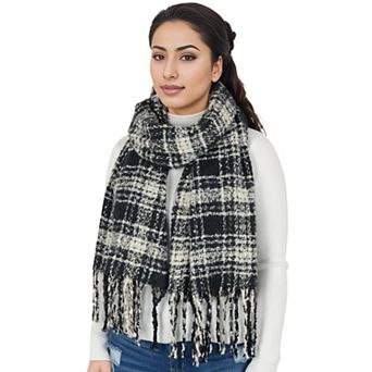 Women's Plaid Winter Scarf Fringed Soft Warm Wrap Shawl Scarf for Women