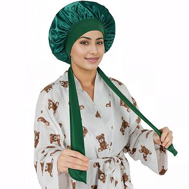 Women's Silk Bonnet for Sleeping Satin Lined Hair Bonnet with Long Tie Band