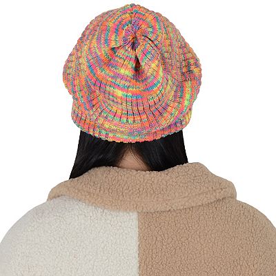 Women's Oversized Ponytail Beanie – Knitted Slouchy Winter Hat For Cold Days