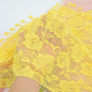 Women's Sheer Floral Lace Triangle Mantilla Scarf Lightweight Tassel Shawl Wrap Head Scarf