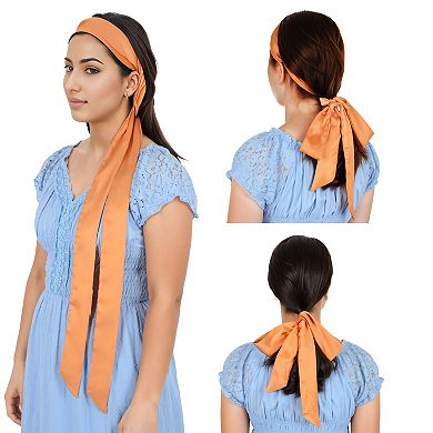 Women's Solid Color Ribbon Scarf Long Neckerchief Satin Belt Necktie Headscarf Narrow Scarf