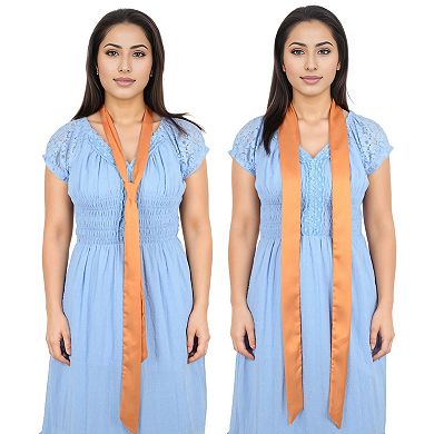 Women's Solid Color Ribbon Scarf Long Neckerchief Satin Belt Necktie Headscarf Narrow Scarf