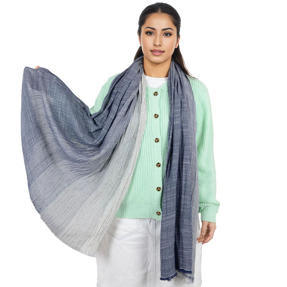 Lightweight Cotton Linen Scarf Striped Fashion Wrap Shawl for