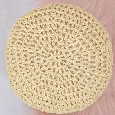 Women's Crochet Floral Slouchy Beanie Hat Lightweight Handmade Knit Cutout Skull Cap